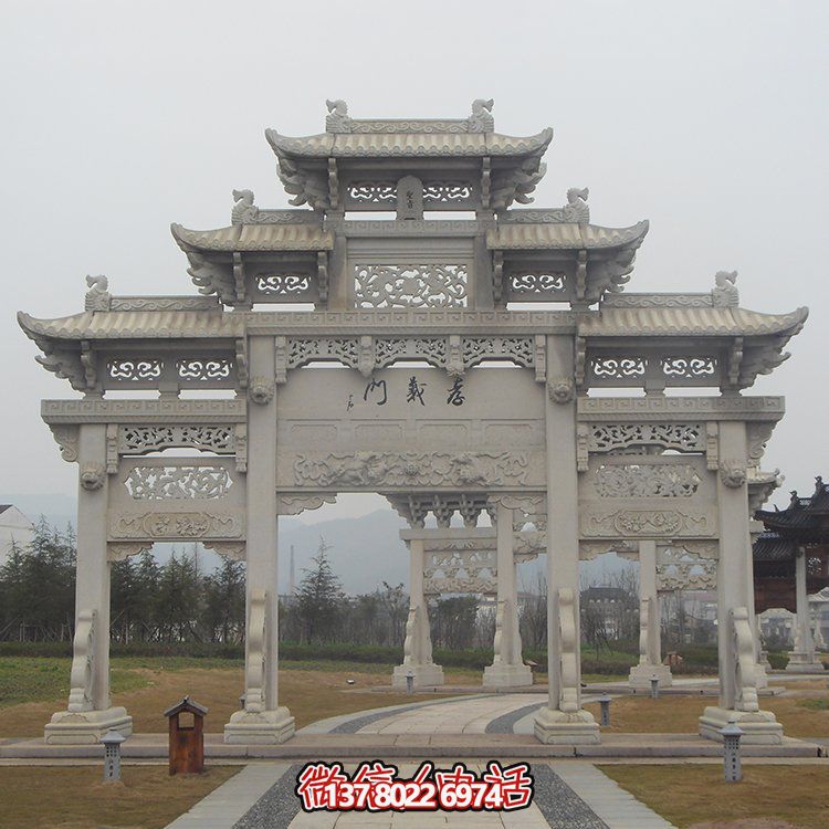 傳承古城文脈，精美石雕牌坊仿古門樓雕塑