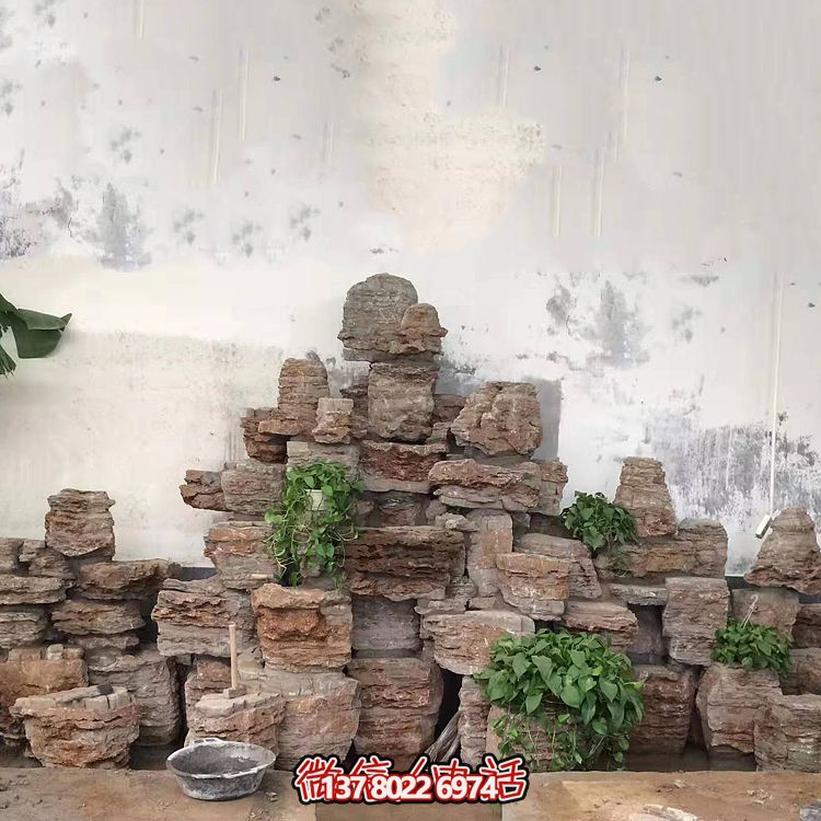 室內景觀設計，精美石雕塑擺放奇石假山