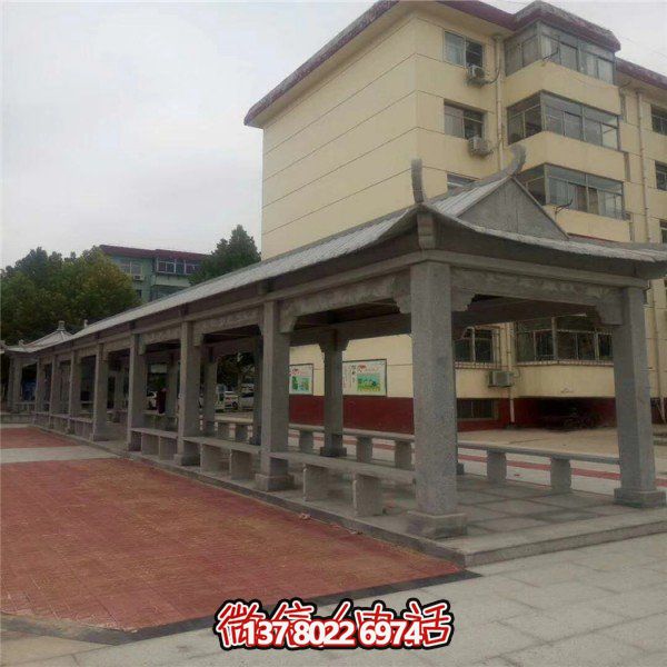 仿古建筑石雕長廊亭子，打造文化小區廣場雕塑