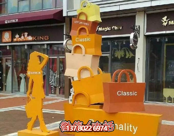 不銹鋼購物袋雕塑，讓您的商業街路邊擺放更具藝術感