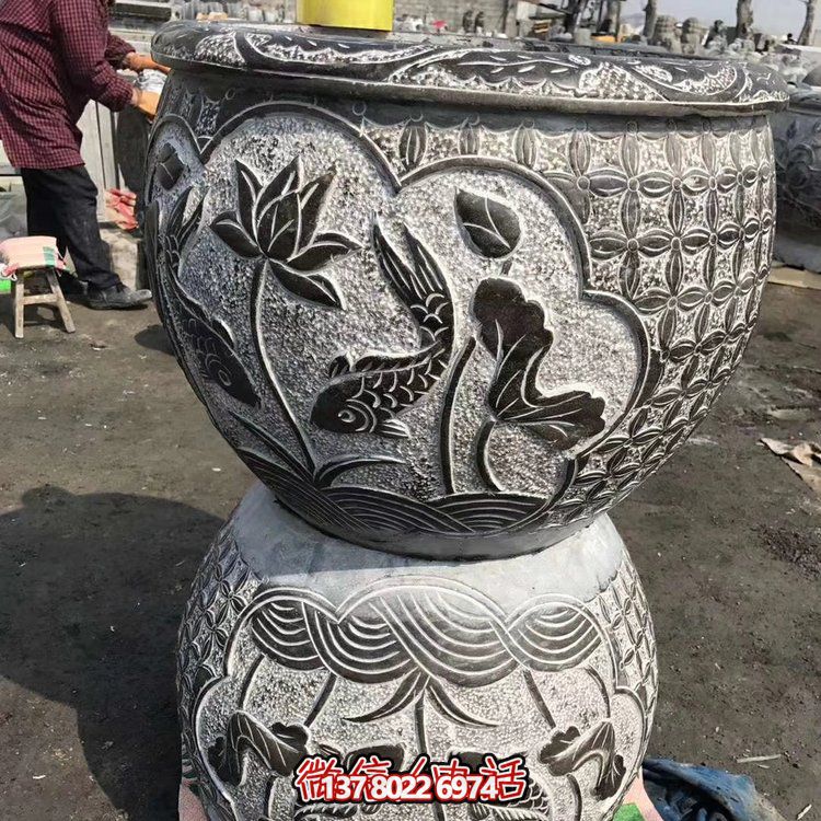 古典中式仿古石雕花盆，為您的庭院增添古風雅致