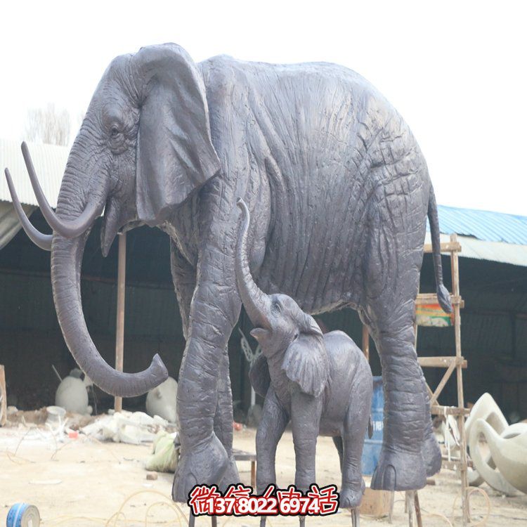 玻璃鋼母子象，大象雕塑