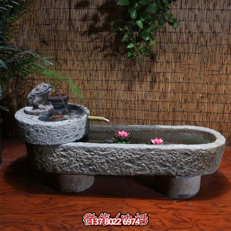 寺院老石缸青石石槽魚缸石頭花盆竹子流水圓形養荷花池 寺院老石缸青石石槽魚缸石頭花盆竹子流水圓形養荷花池