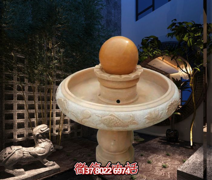 小型晚霞紅蓮花風水球公園石雕 小型晚霞紅蓮花風水球公園石雕