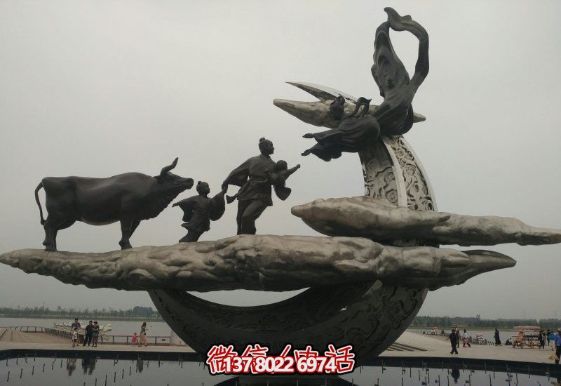 城市園林不銹鋼牛郎織女一家相會(huì)雕塑 城市園林不銹鋼牛郎織女一家相會(huì)雕塑