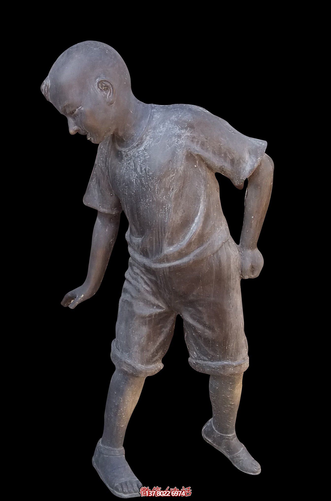 景區街道銅雕回頭看的兒童雕塑 景區街道銅雕回頭看的兒童雕塑