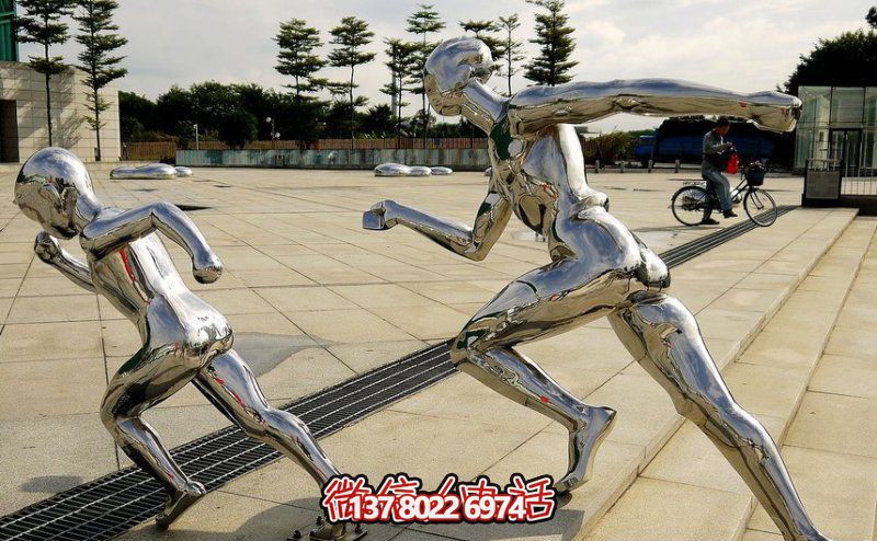 廣場鏡面不銹鋼跑步運(yùn)動雕塑 廣場鏡面不銹鋼跑步運(yùn)動雕塑