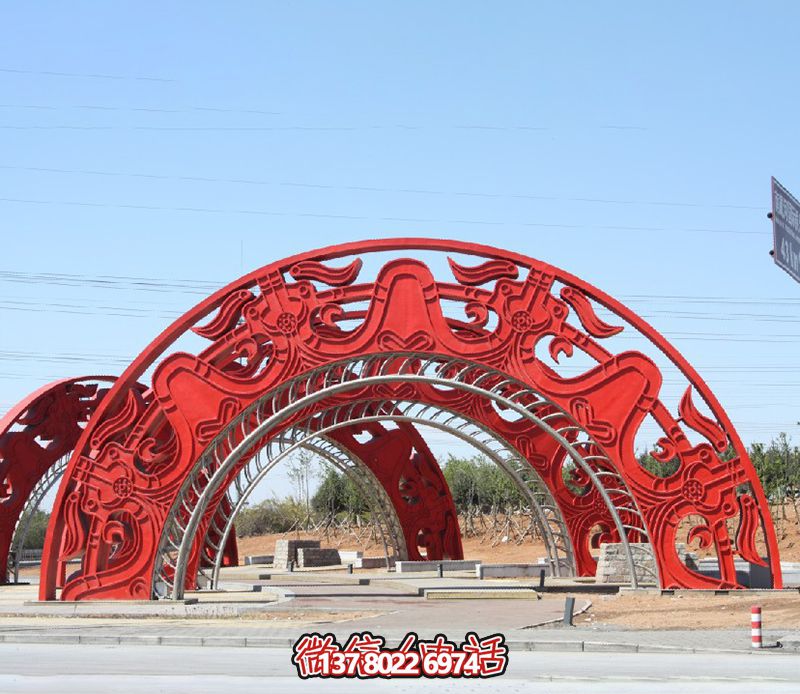 剪影廣場不銹鋼噴漆拱門雕塑 剪影廣場不銹鋼噴漆拱門雕塑